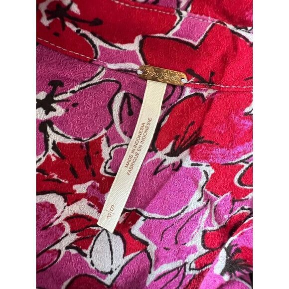 Free People Brunch A Bunch Longsleeve Tunic Top Black Floral Motif Size Small - Picture 7 of 8